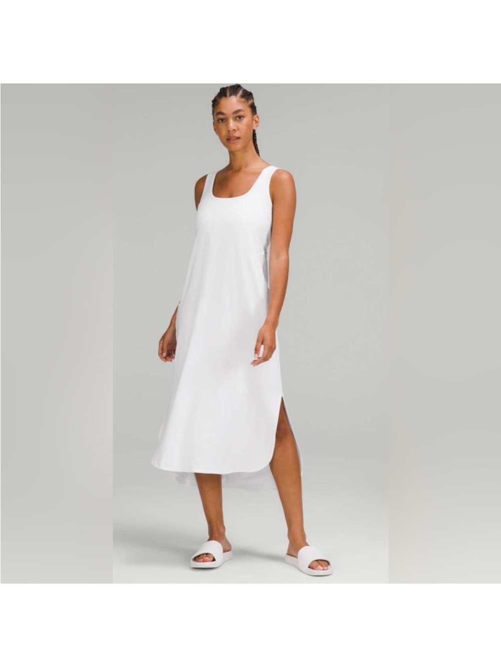 Lululemon Pima open-back Sleeveless White Midi Tank Dress size 8 nwt!
